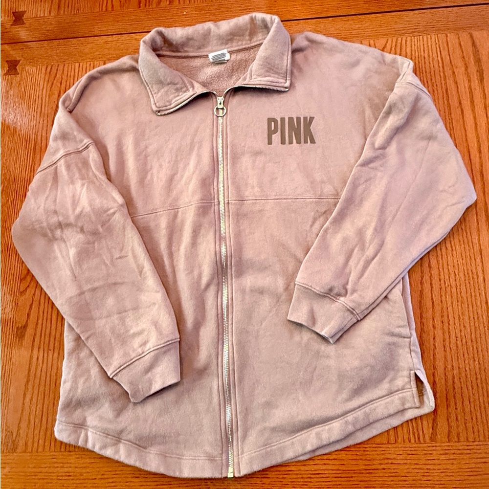 PINK Victoria's Secret Full Zip Comfy Sweatshirt Medium Mauve Oversized